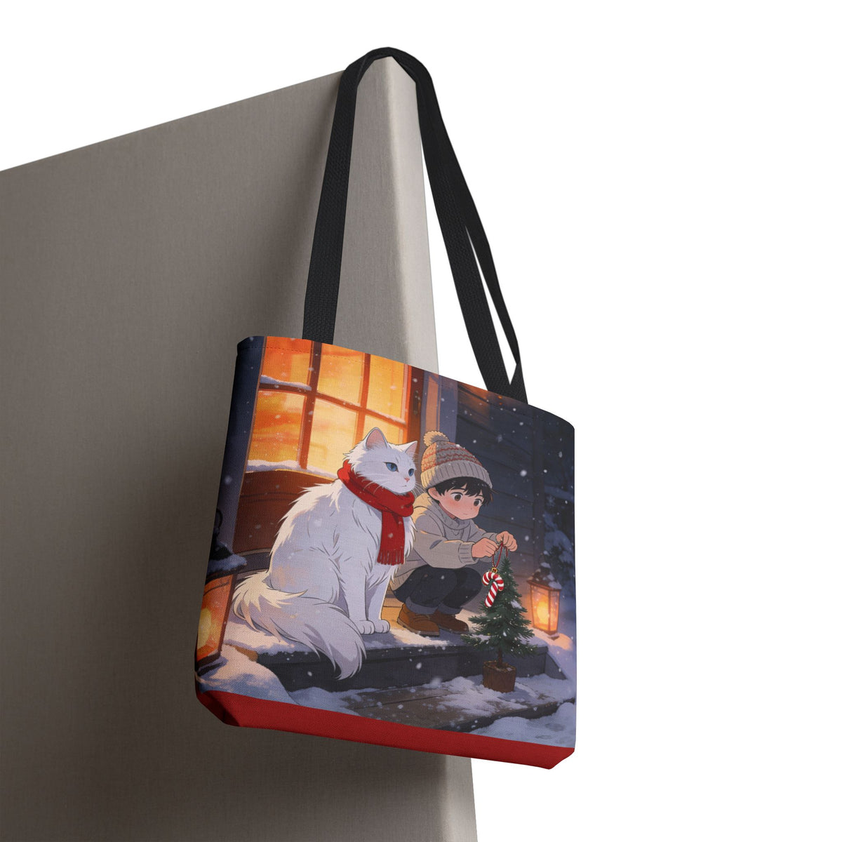 Cozy Christmas Cat Winter Scene - Tote Bag