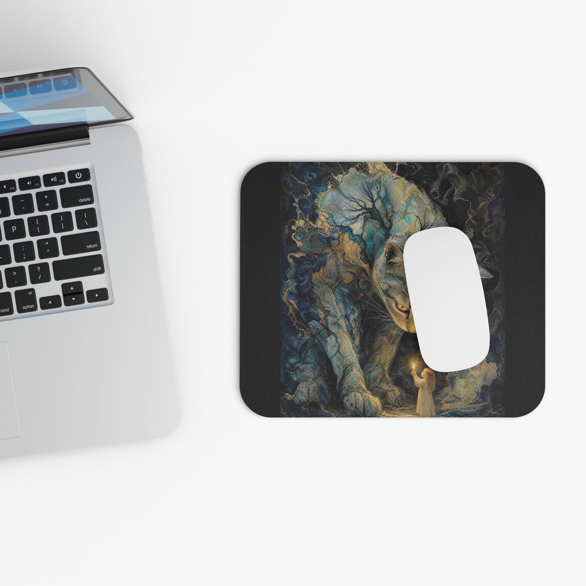 The Enchanted Watch — Mystical Cat & Child Enchanted Night Desk Mat