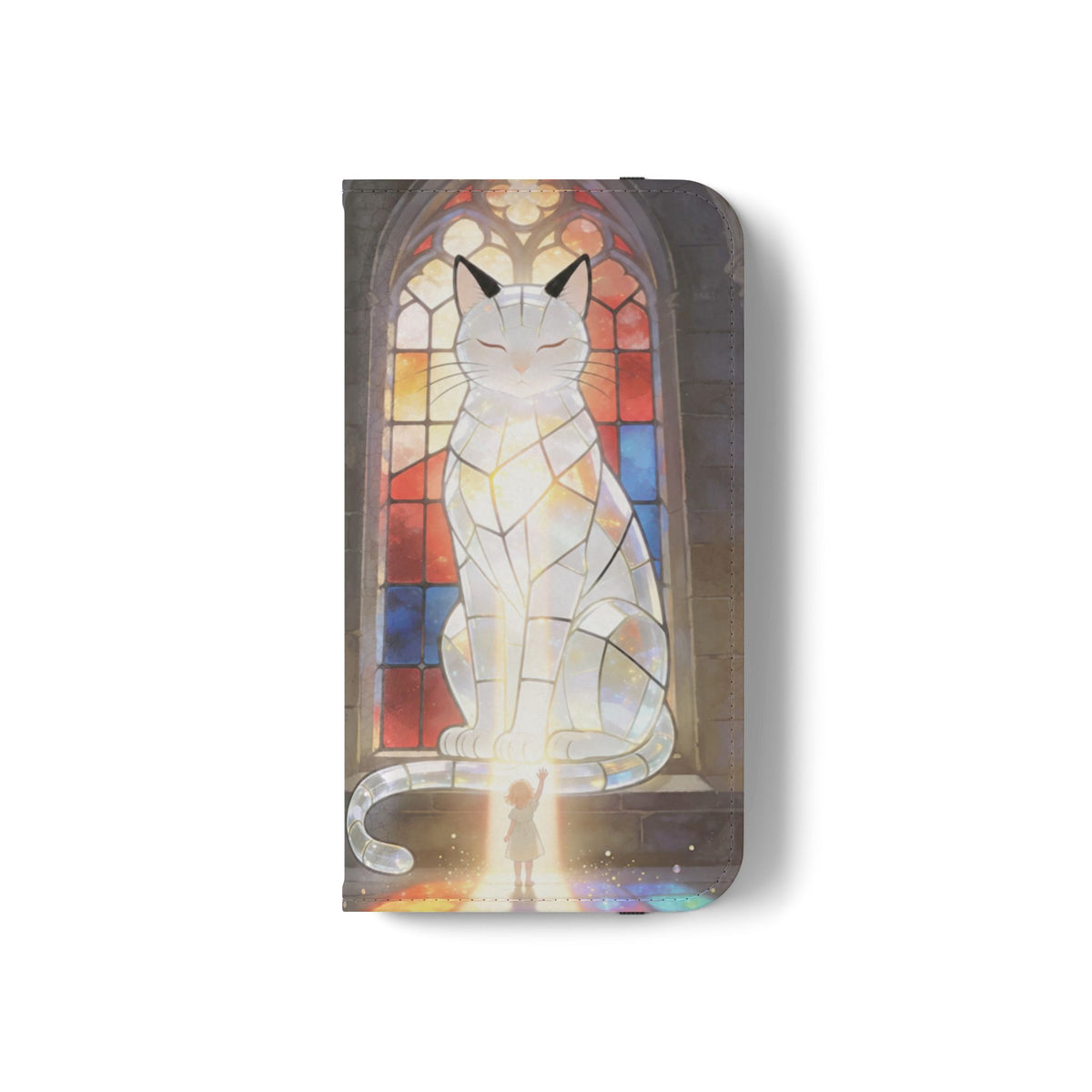 Purrfectly Guarded — Stained Glass Cat I Am Purrfect Flip Phone Case