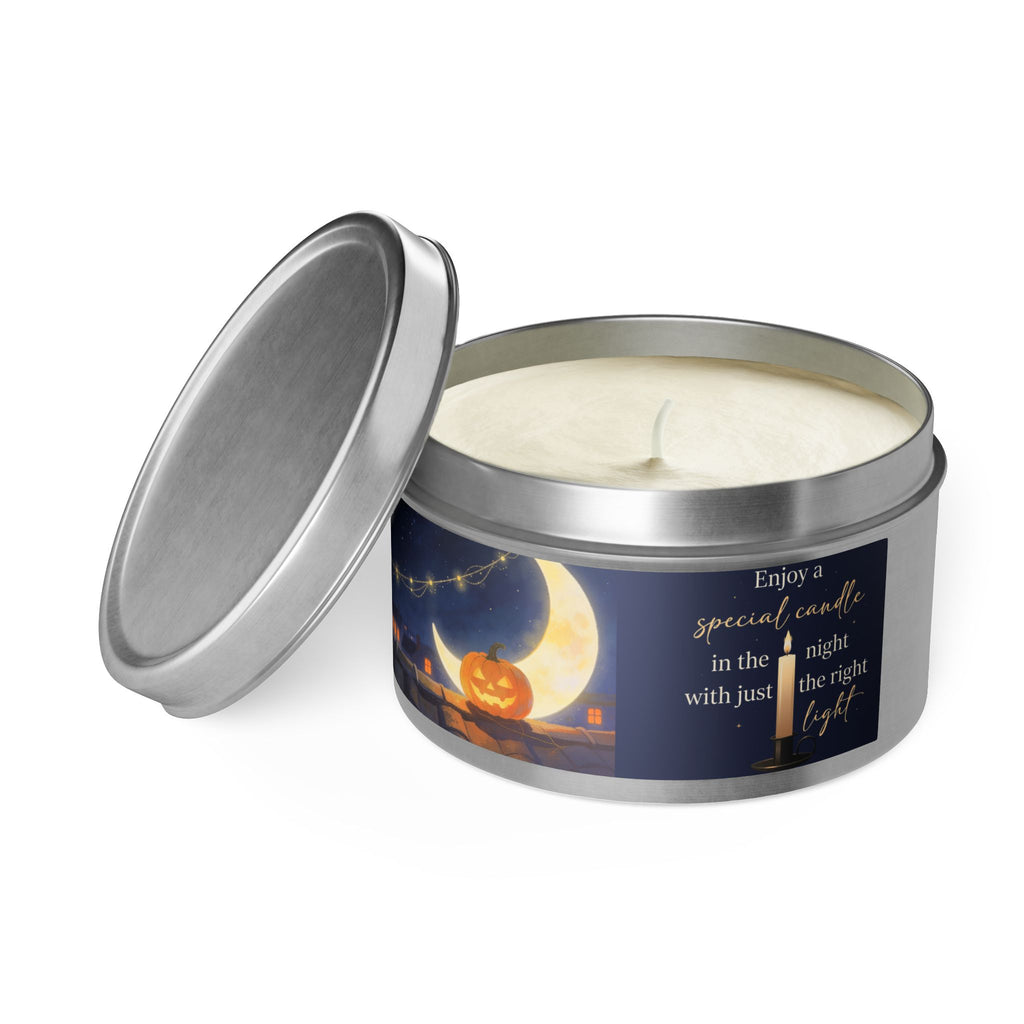 Midnight at the Windowsill — Halloween Moonlit Pumpkin Tin Candle