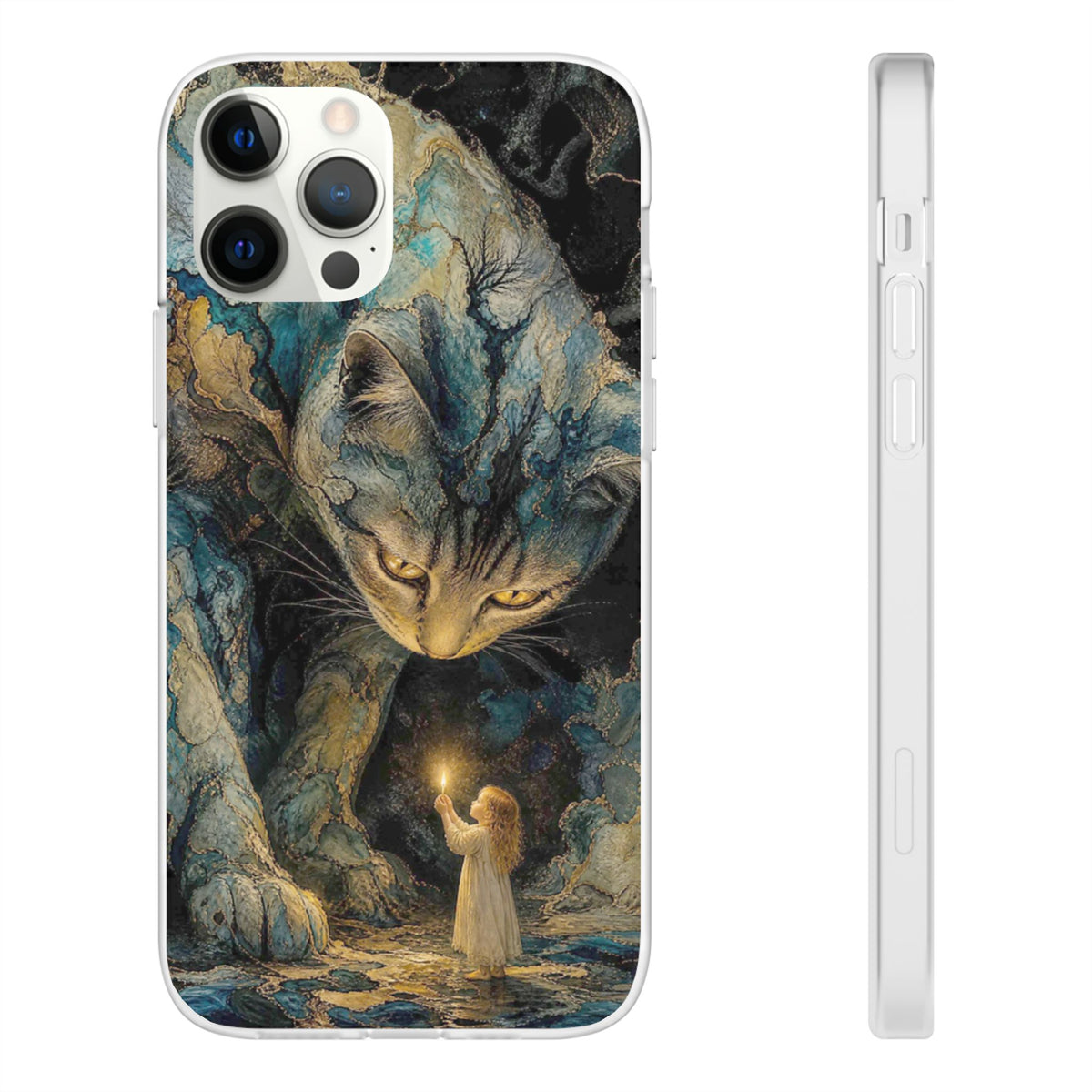 Whispers by Candlelight — Mystical Cat & Child Phone Case