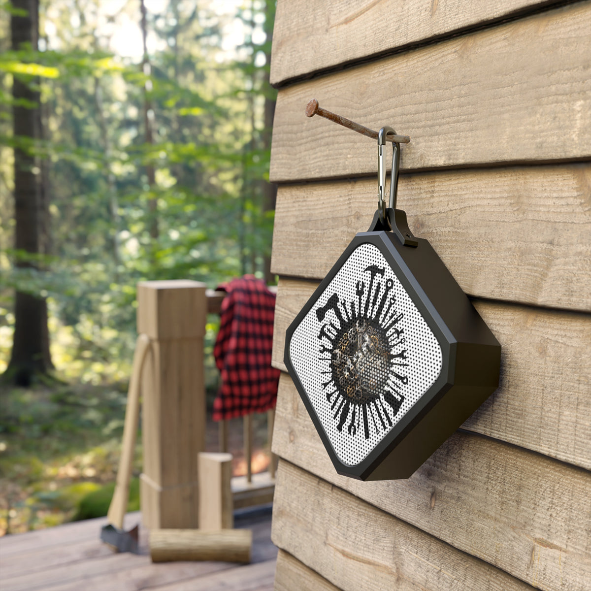 Workshop Guardian — Dad Bluetooth Speaker with Gear & Tool Art