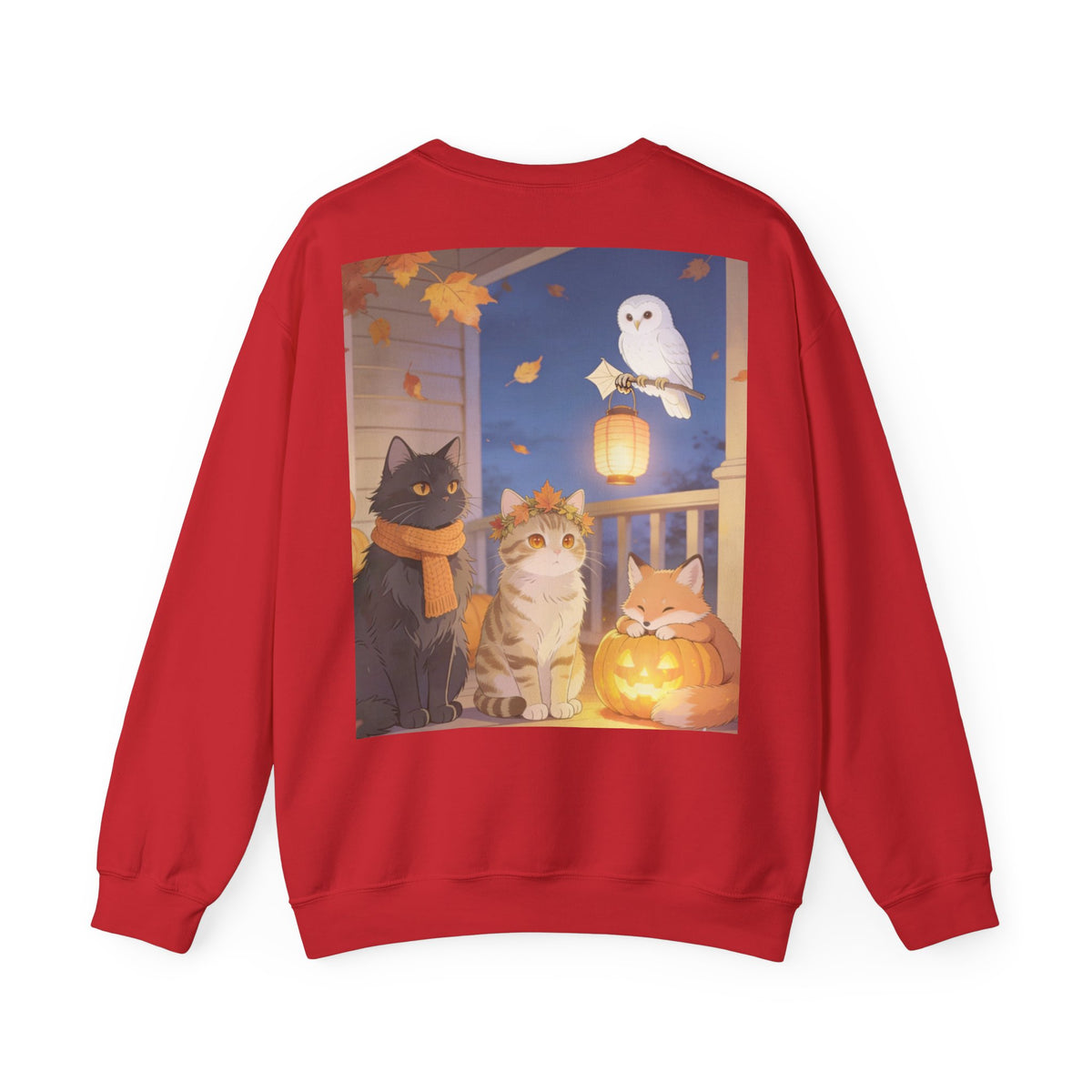 Fall Is Here Cat & Pumpkin Crewneck Sweatshirt
