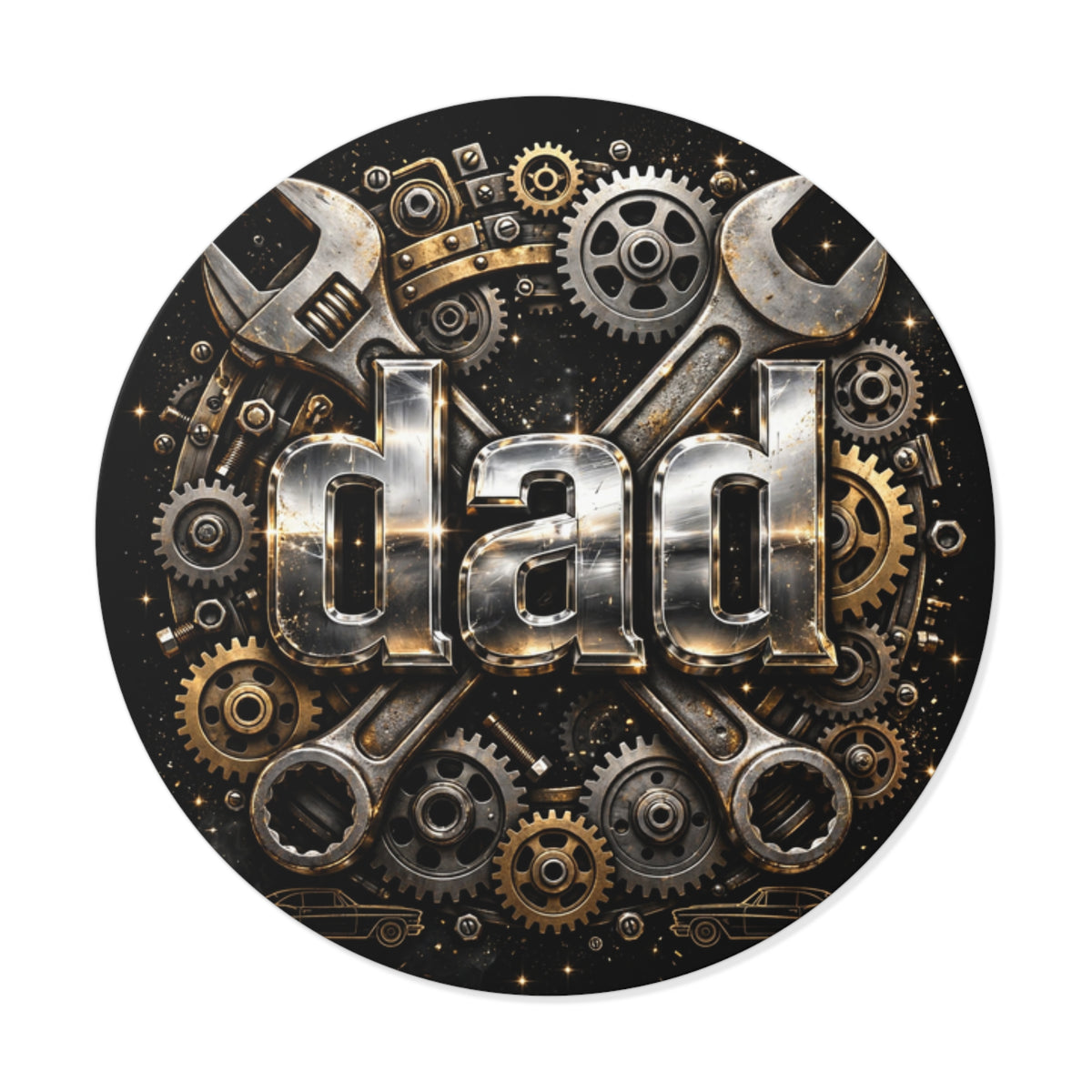 Hands That Never Quit — Dad Mechanic Round Vinyl Sticker
