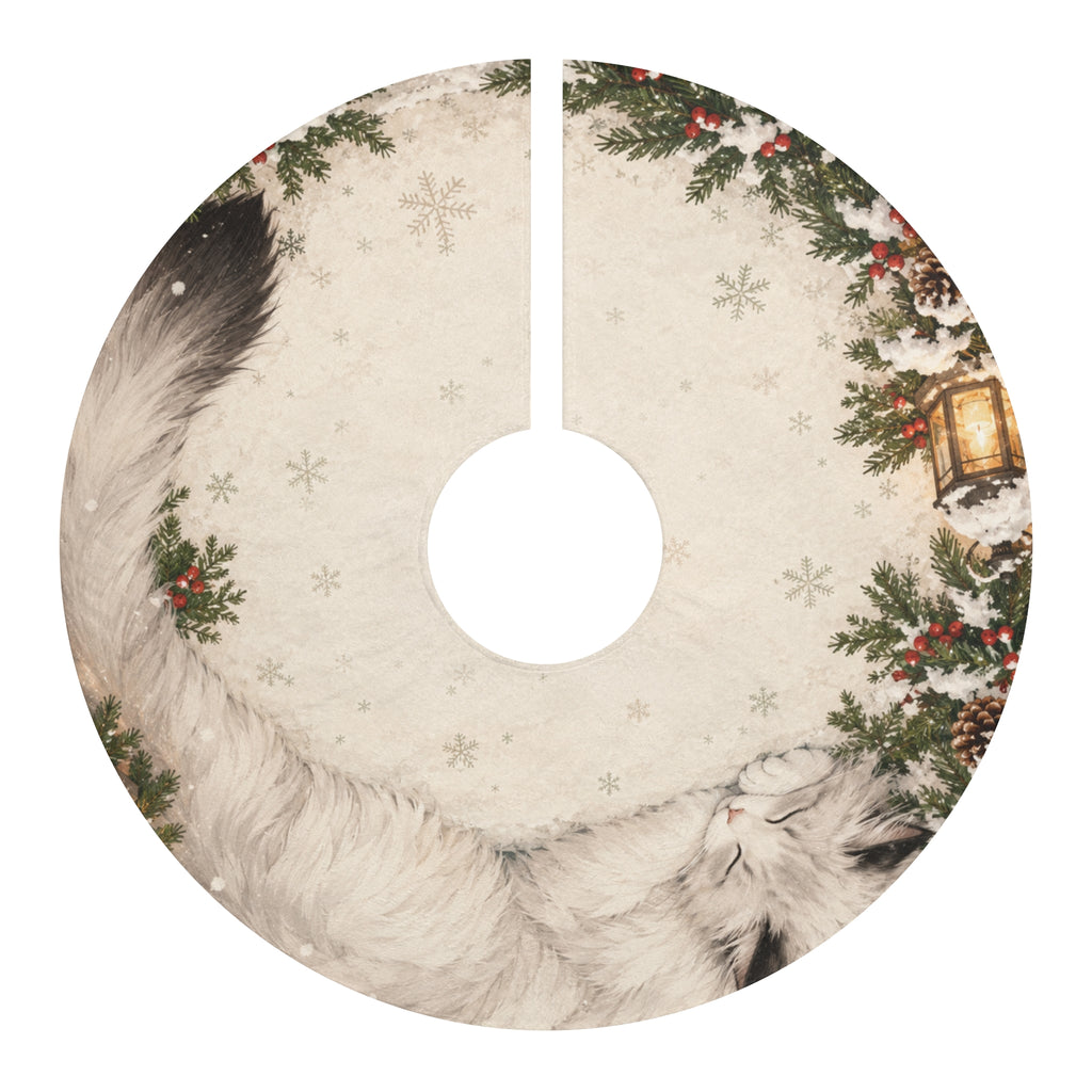 Silent Night Carol — Christmas Tree Skirt with Nativity Silhouette
