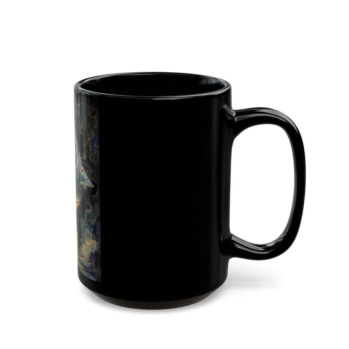 Whispers by Candlelight — Mystical Cat Black Ceramic Mug, 11 or 15 oz