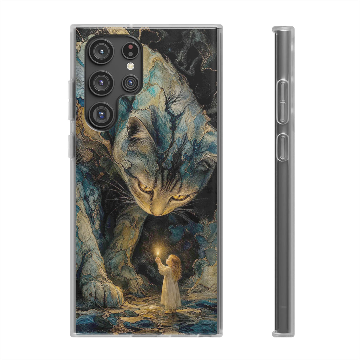 Whispers by Candlelight — Mystical Cat & Child Phone Case