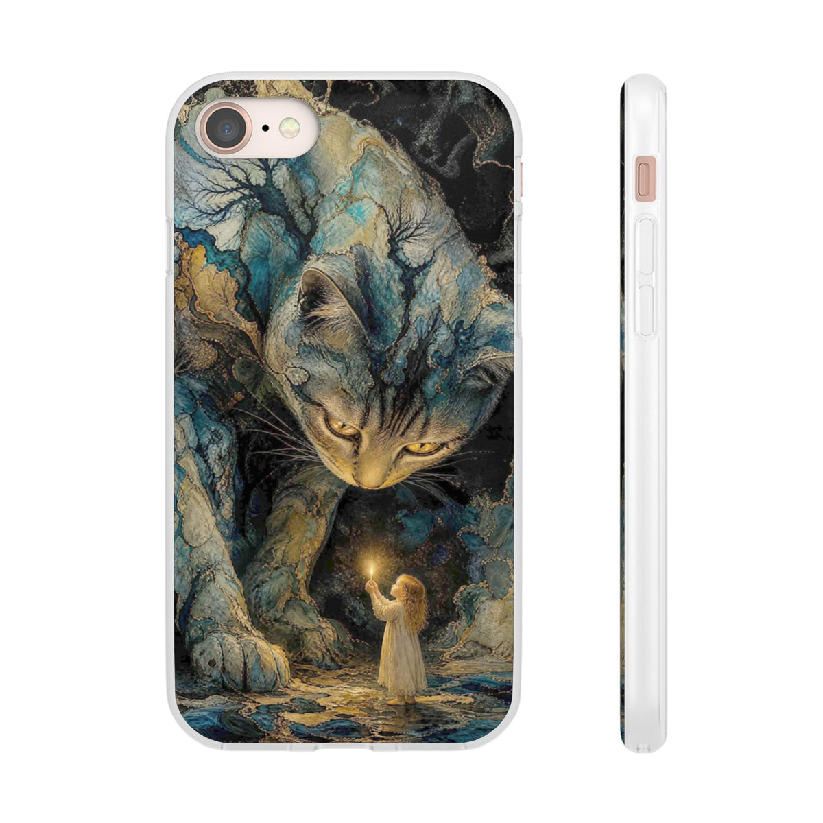Whispers by Candlelight — Mystical Cat & Child Phone Case