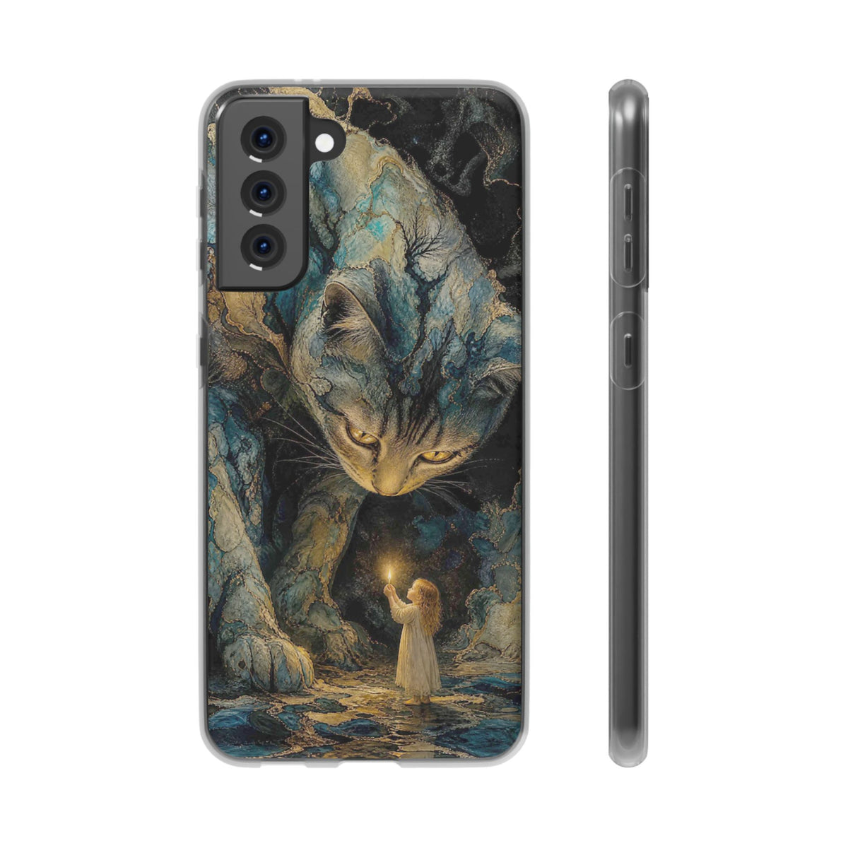 Whispers by Candlelight — Mystical Cat & Child Phone Case
