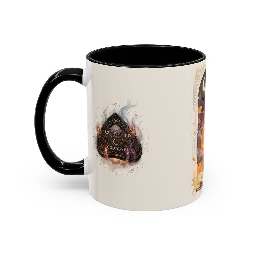 Card XVIII Draws Close — Guardian Tarot Cat & Pumpkin Accent Mug, 11 or 15 oz