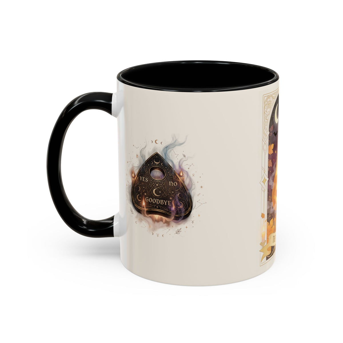 Card XVIII Draws Close — Guardian Tarot Cat & Pumpkin Accent Mug, 11 or 15 oz