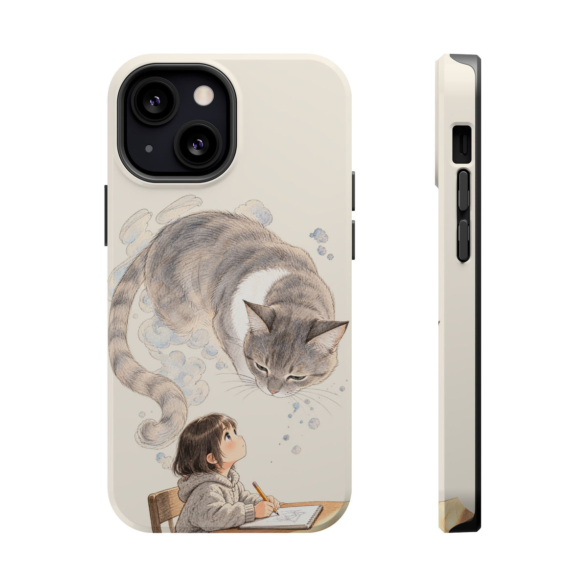 Guarded Dreams — Child & Cat MagSafe Phone Case
