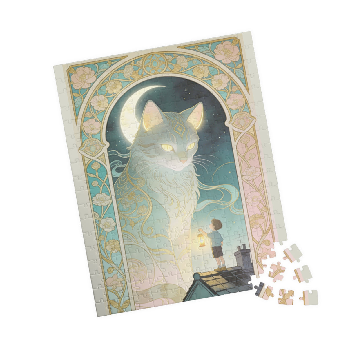 The Lantern Cat & The Rooftop Boy Puzzle — 520/252/110/1014-Piece Jigsaw for Adults & Kids