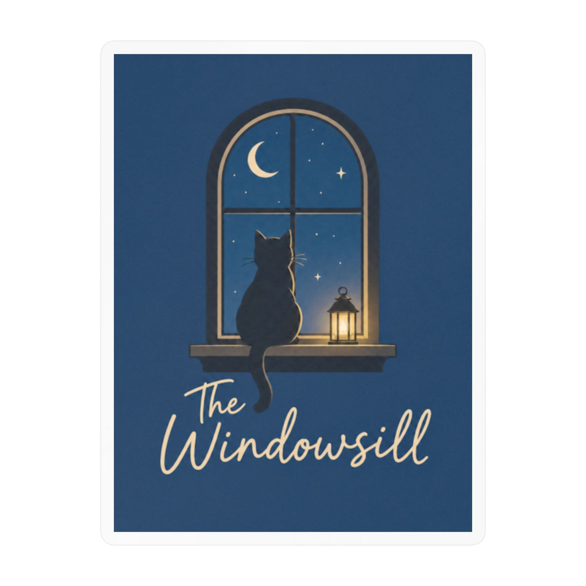 The Windowsill Cat — Moonlit Kiss-Cut Vinyl Sticker