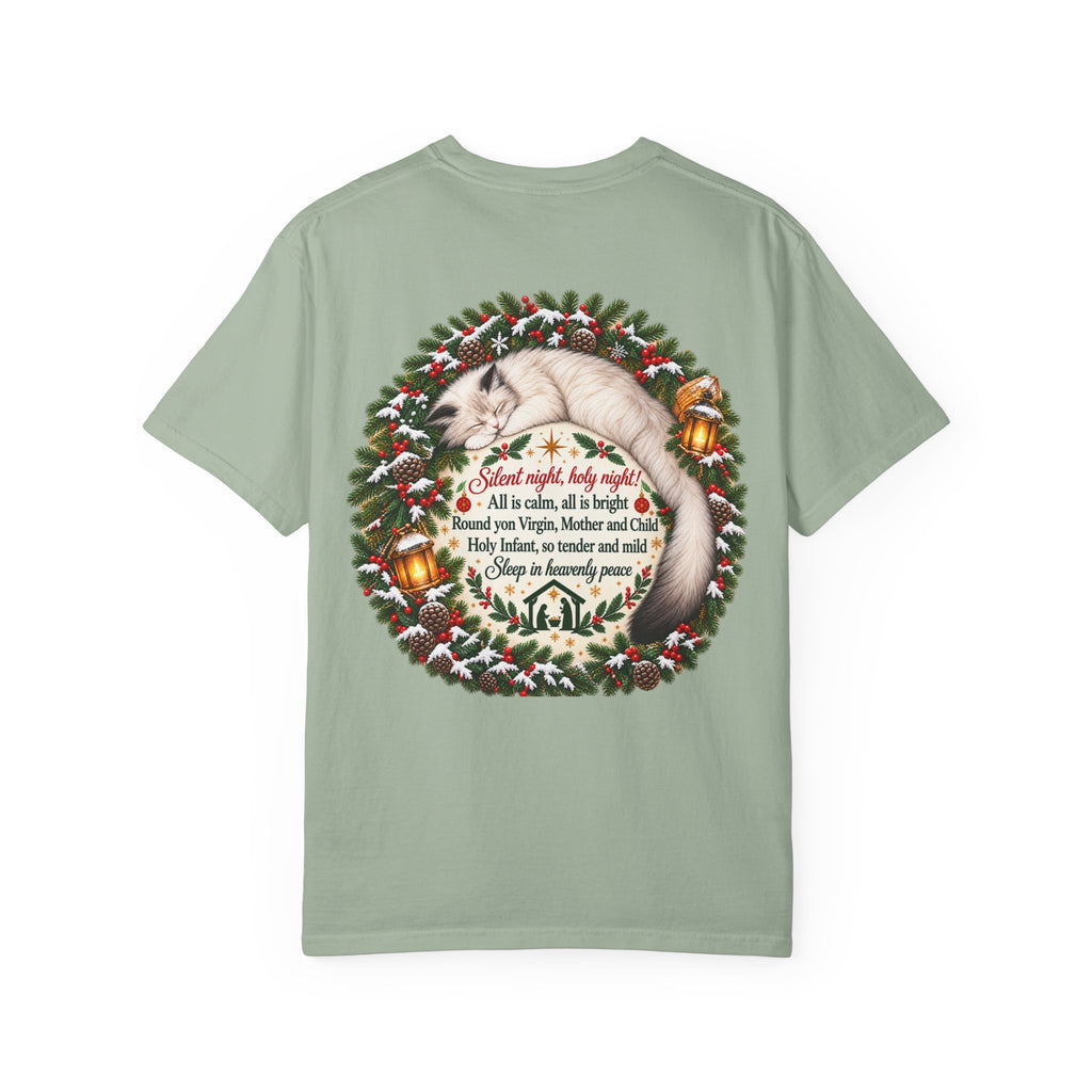 Silent Night Carol — Christmas Cat T-Shirt