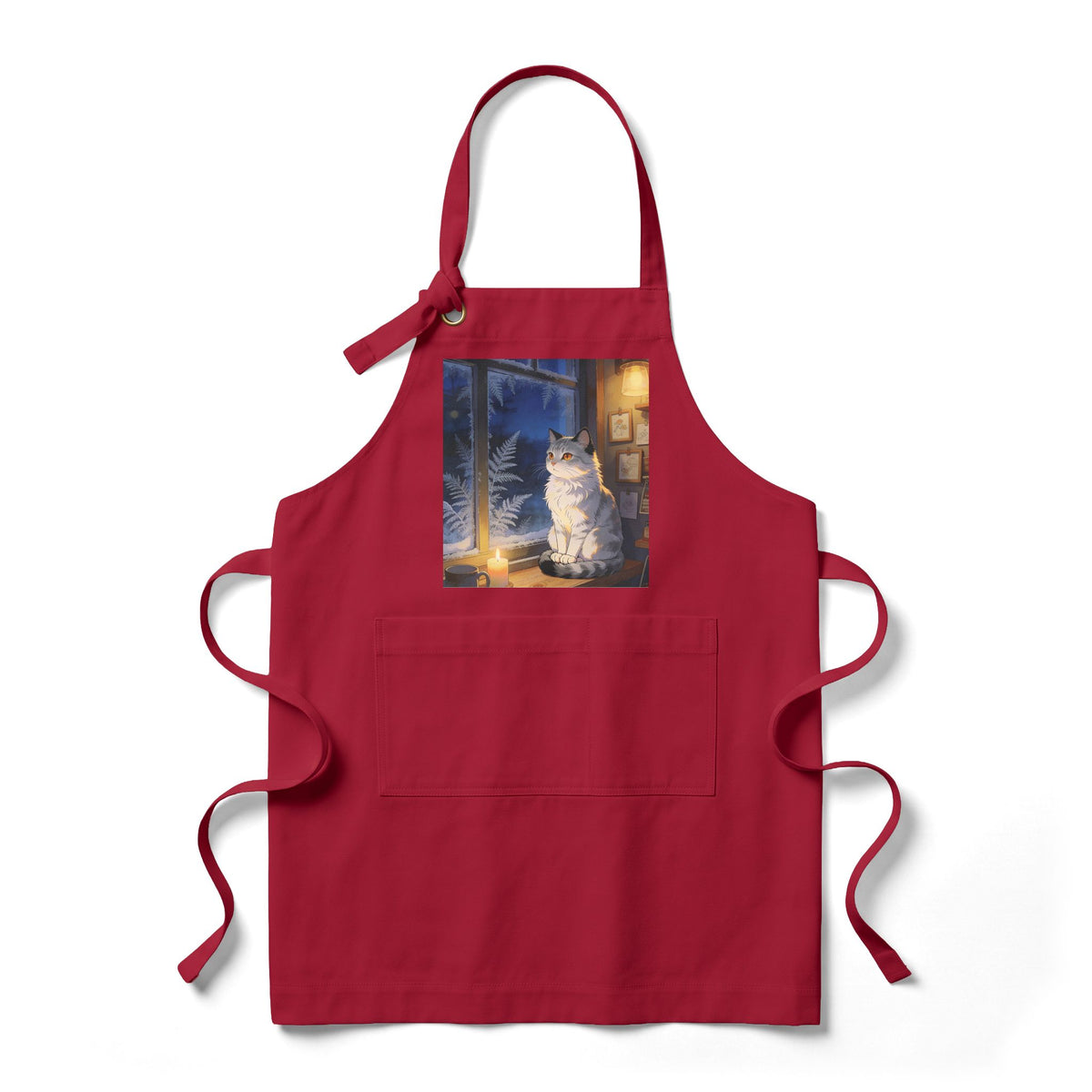 Winter Keeper of the Windowsill - Holiday Cat Kitchen Apron