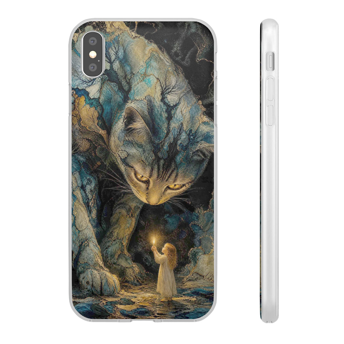 Whispers by Candlelight — Mystical Cat & Child Phone Case