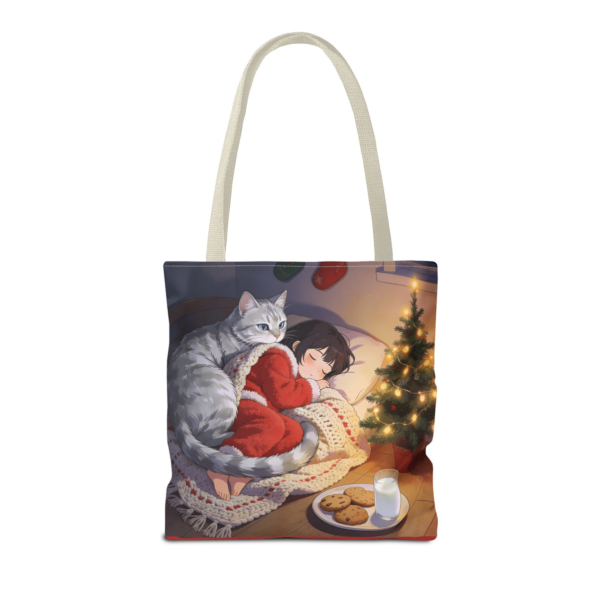 Cozy Christmas Cat Winter Scene - Tote Bag