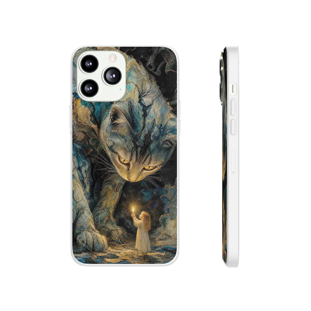 Whispers by Candlelight — Mystical Cat & Child Phone Case