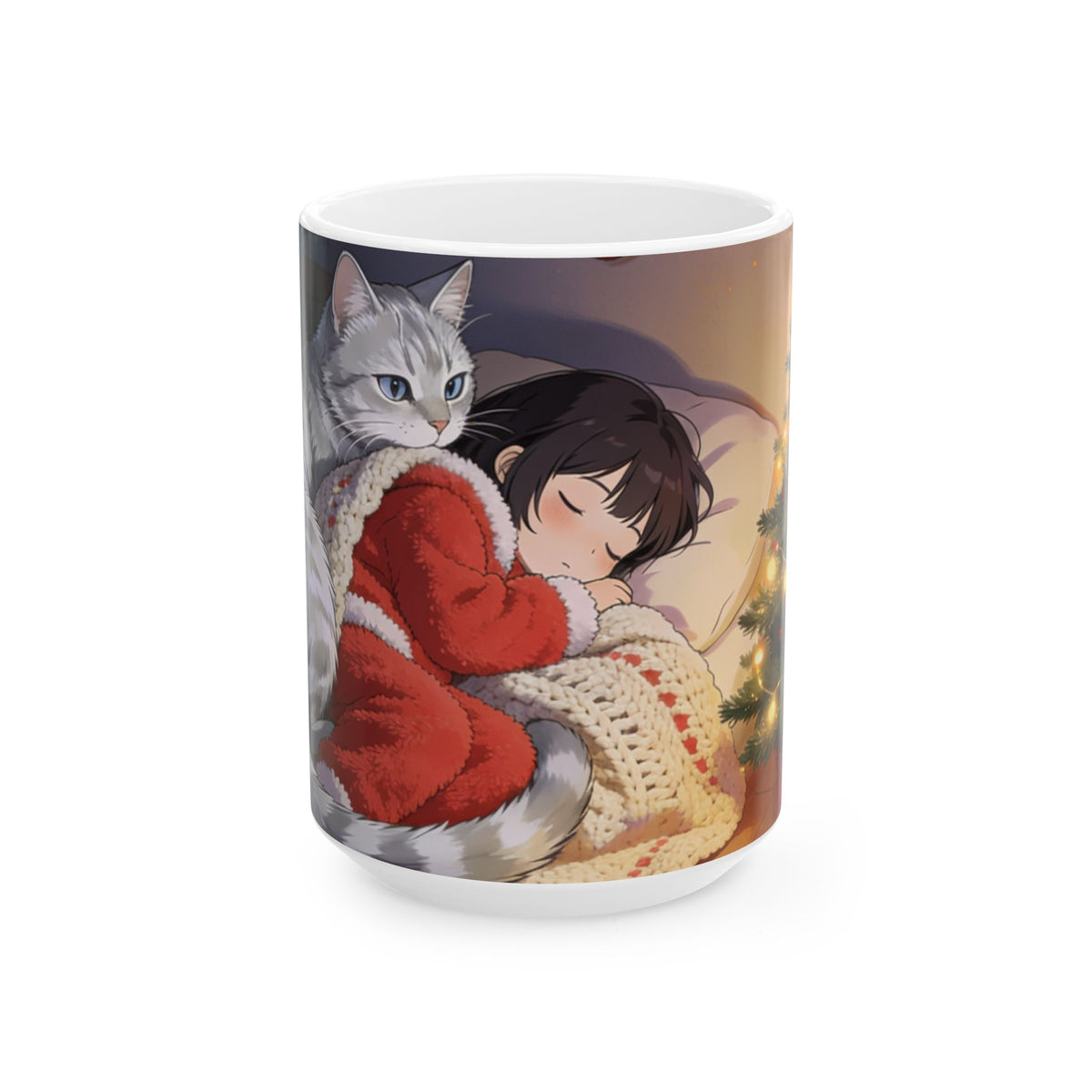 He Waits by the Tree — Christmas Eve Cookies & Milk Mug, 11 & 15 oz