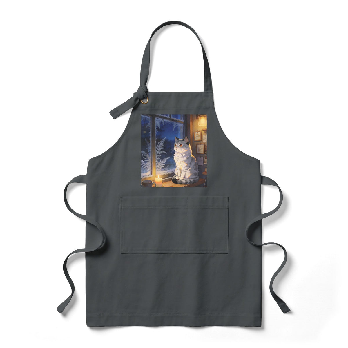 Winter Keeper of the Windowsill - Holiday Cat Kitchen Apron