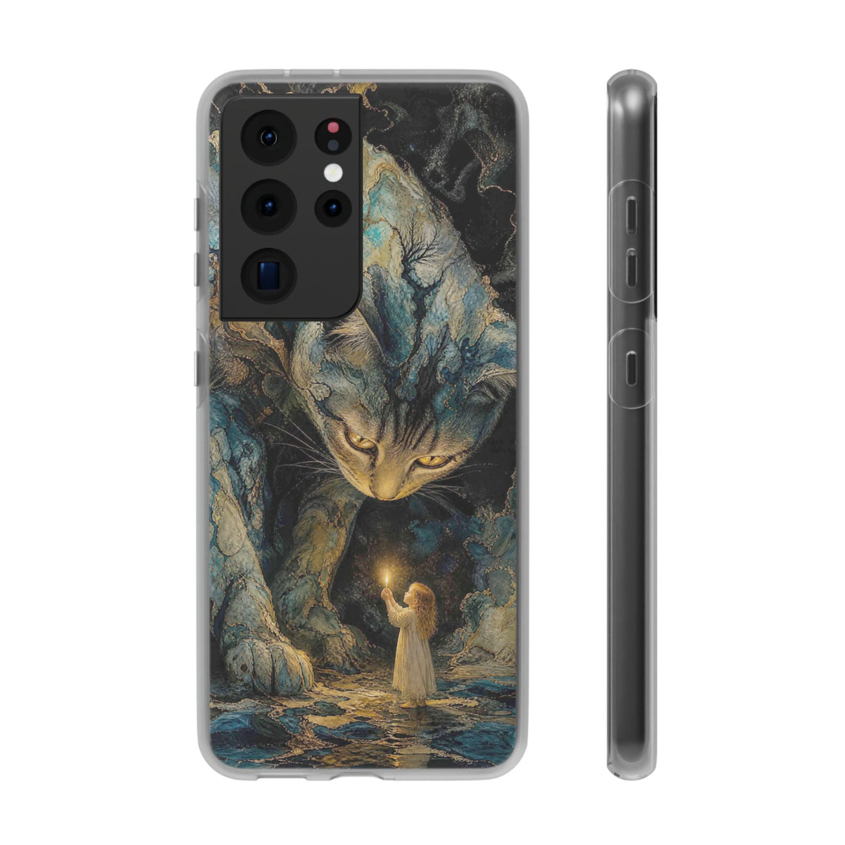 Whispers by Candlelight — Mystical Cat & Child Phone Case
