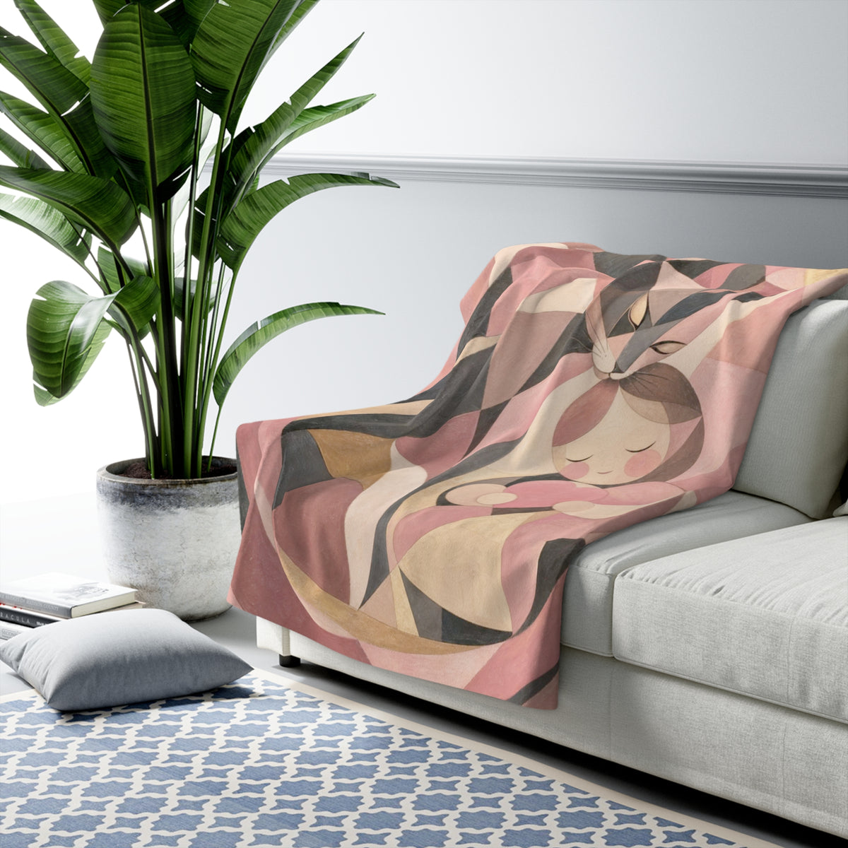 The Softest Watch — Guardian Cat & Child Sherpa Throw Blanket