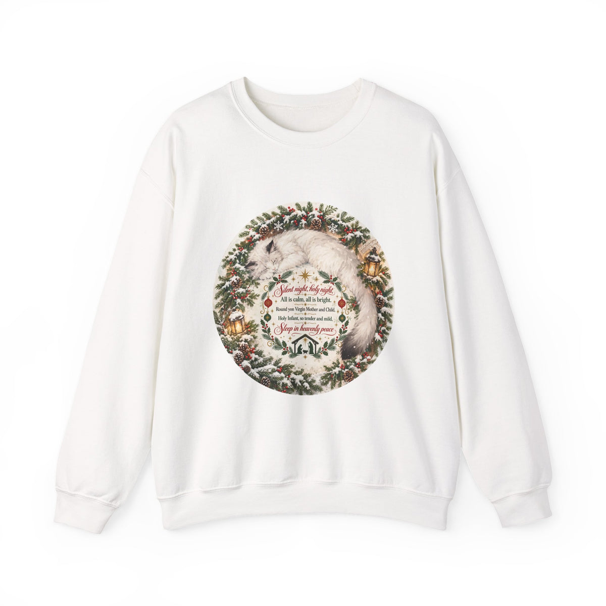 Silent Night Carol — Christmas Cat Crewneck Sweatshirt