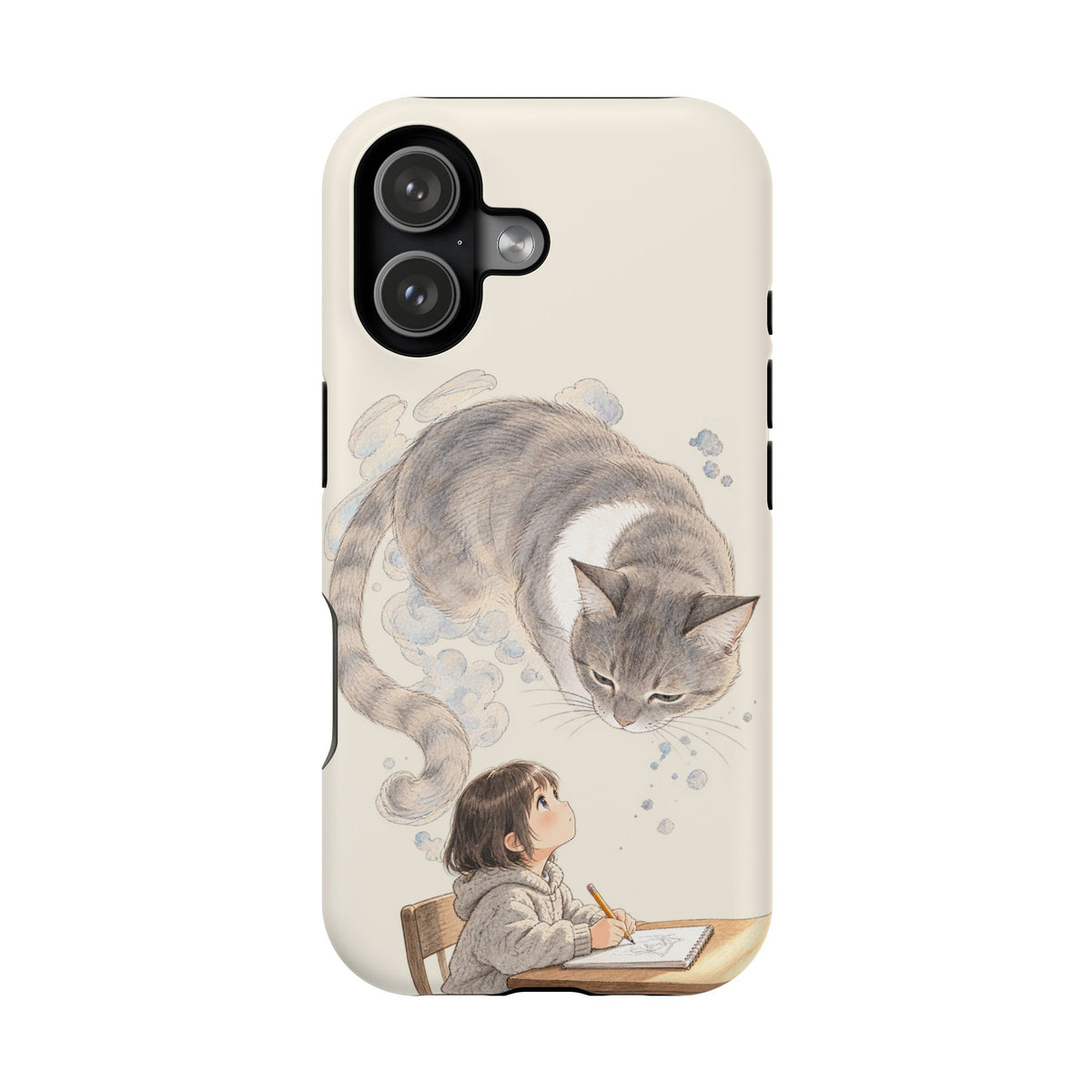 Guarded Dreams — Child & Cat MagSafe Phone Case