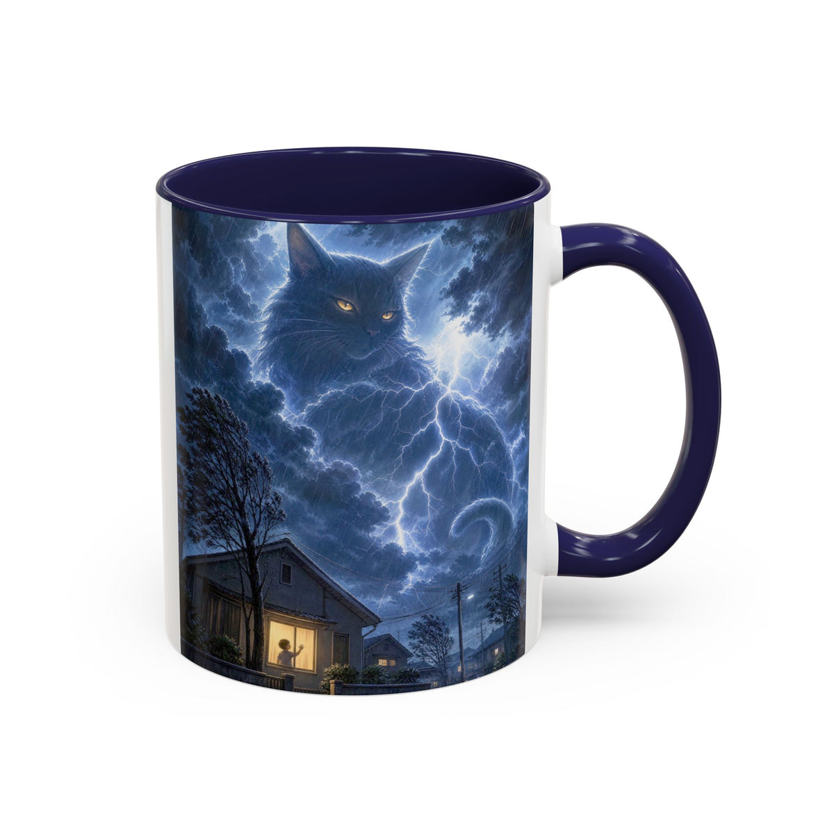 Never Fear the Storm — Lightning Cat Accent Mug, 11 or 15 oz
