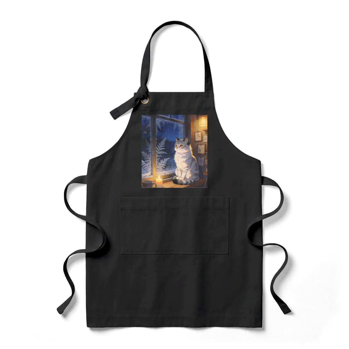 Winter Keeper of the Windowsill - Holiday Cat Kitchen Apron