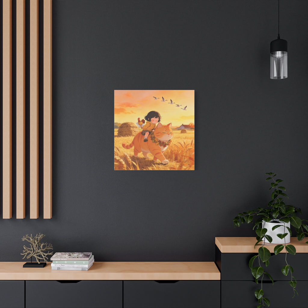 The Fawn and the Field — Thanksgiving Wheat Walk Guardian Canvas, Cat & Fawn
