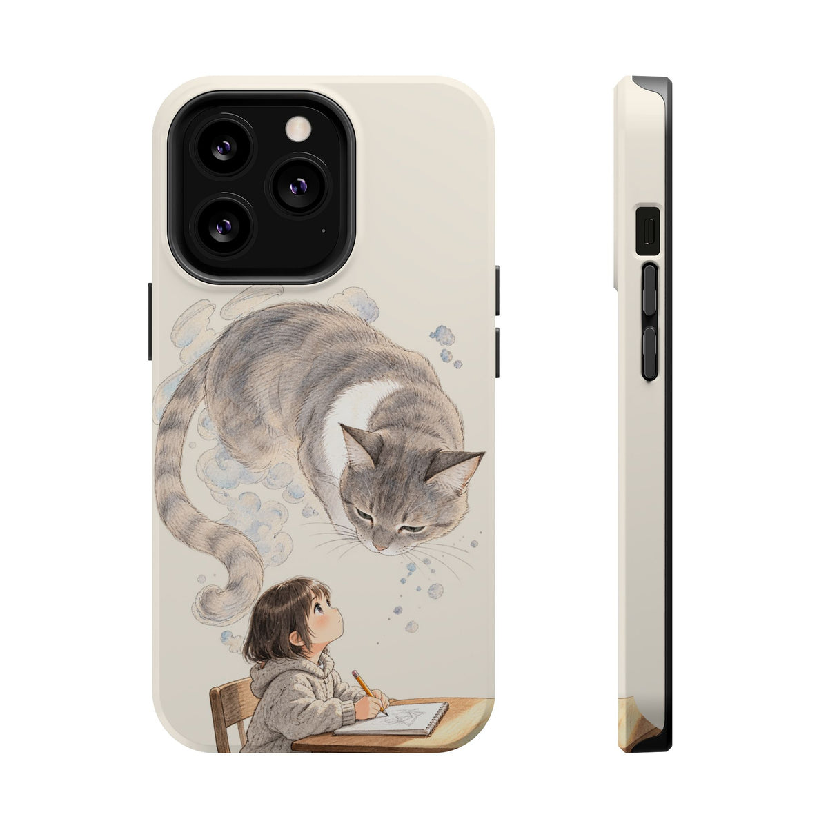 Guarded Dreams — Child & Cat MagSafe Phone Case