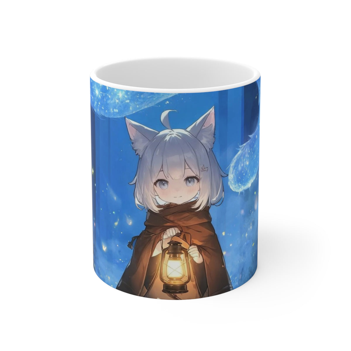 Starlight Sentinel — Starlight Guardian Cat Ceramic Mug, 11 oz