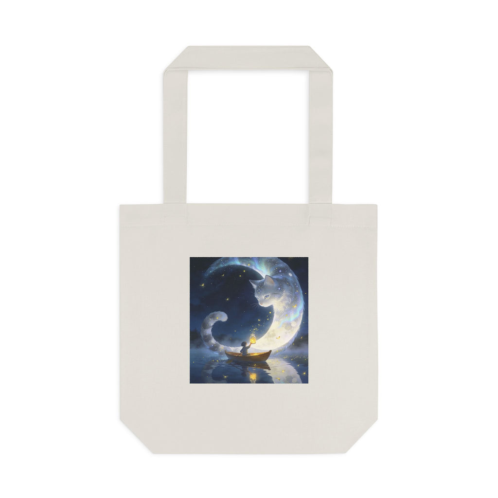 The Moon Keeps Watch — Moon Guardian Cat Cotton Tote Bag