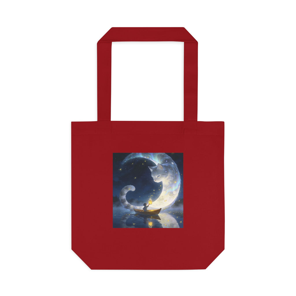 The Moon Keeps Watch — Moon Guardian Cat Cotton Tote Bag