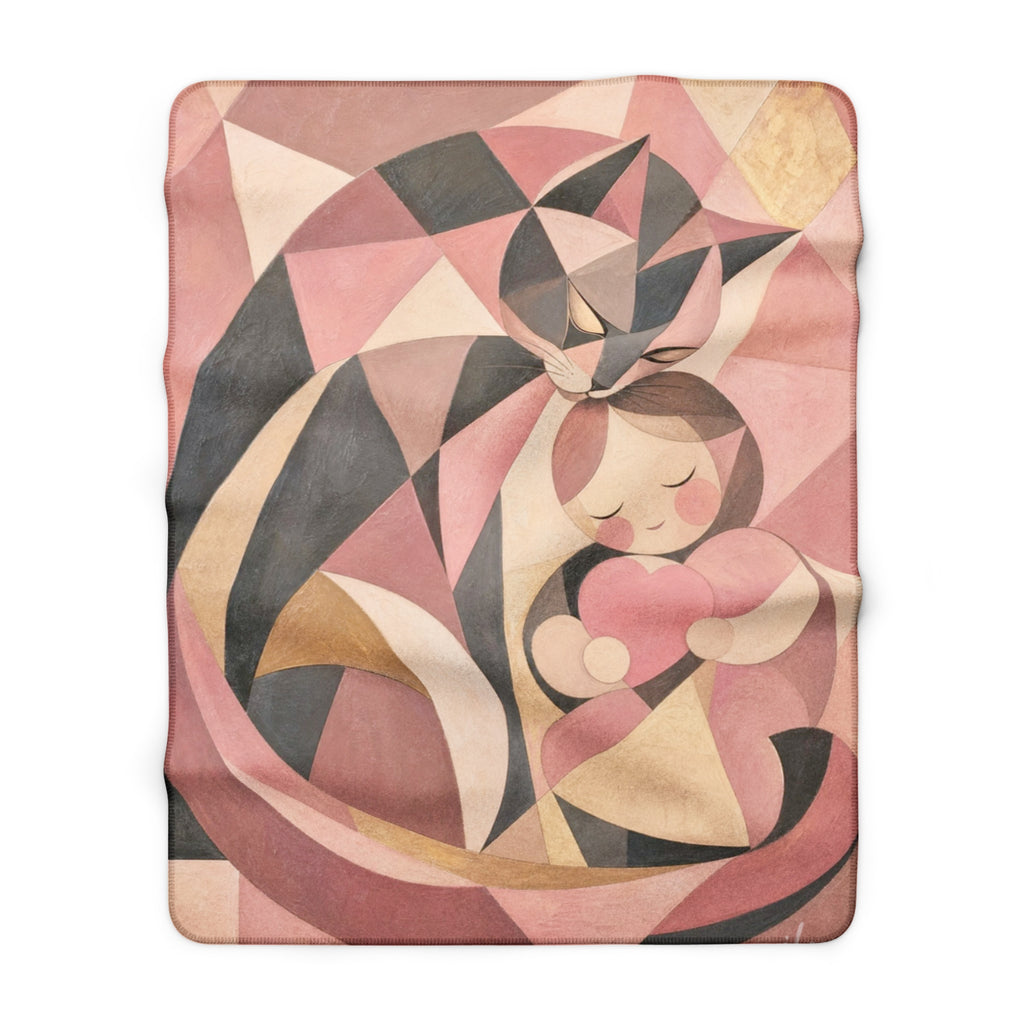 The Softest Watch — Guardian Cat & Child Sherpa Throw Blanket