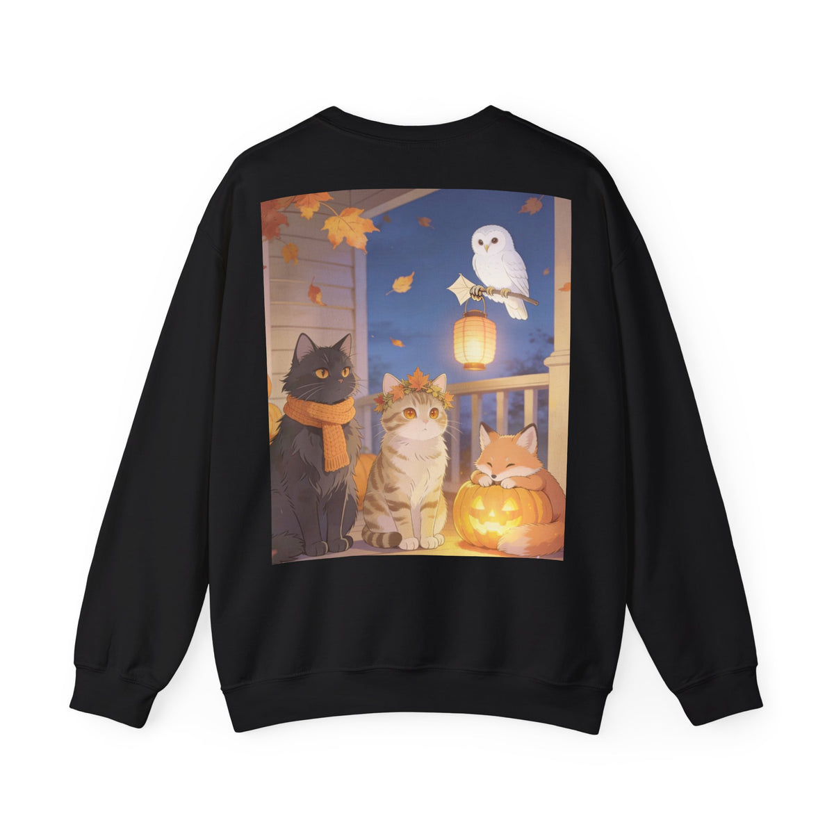 Fall Is Here Cat & Pumpkin Crewneck Sweatshirt