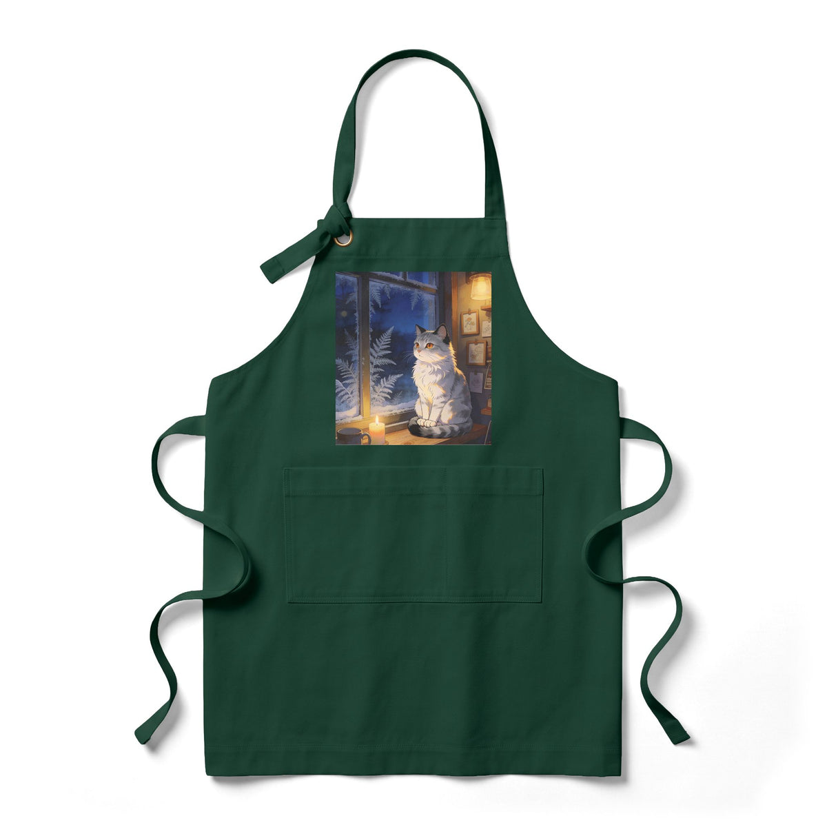 Winter Keeper of the Windowsill - Holiday Cat Kitchen Apron