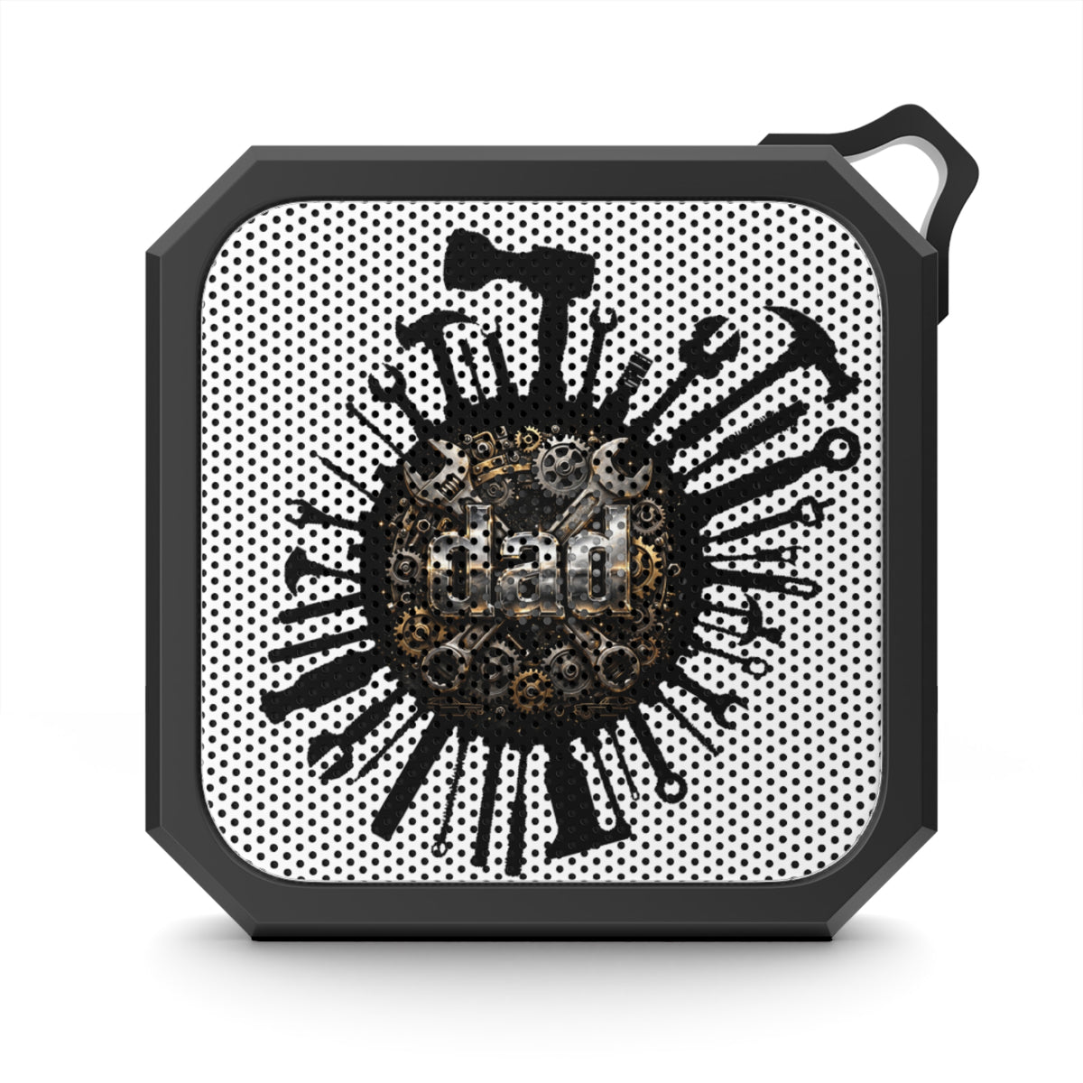 Workshop Guardian — Dad Bluetooth Speaker with Gear & Tool Art