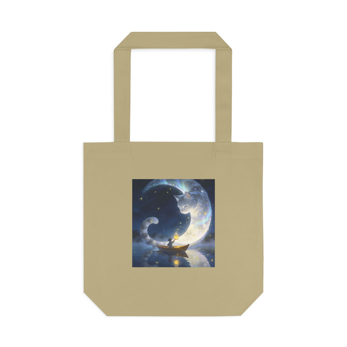 The Moon Keeps Watch — Moon Guardian Cat Cotton Tote Bag