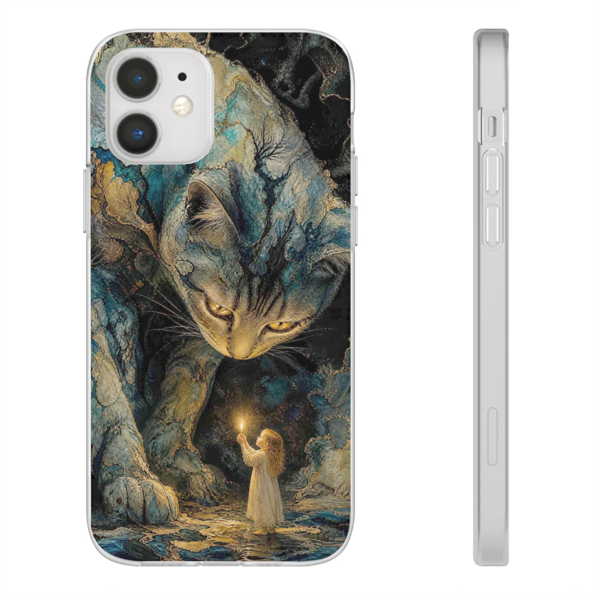 Whispers by Candlelight — Mystical Cat & Child Phone Case