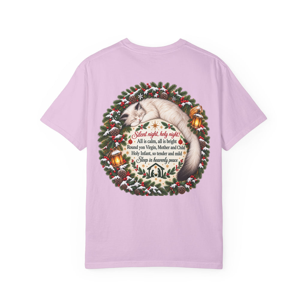 Silent Night Carol — Christmas Cat T-Shirt