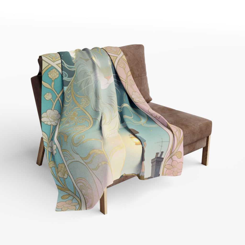 The Lantern Cat & Rooftop Boy - Fleece Blanket