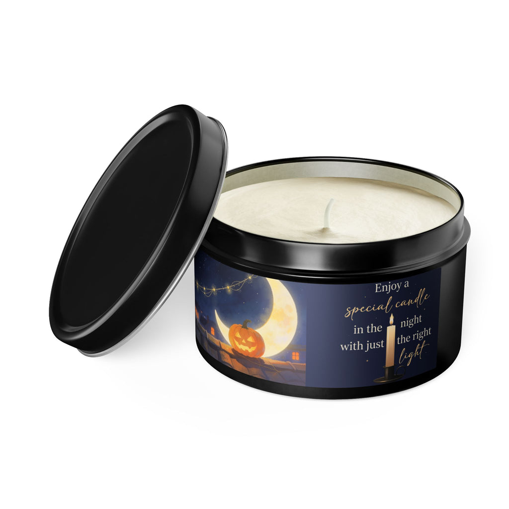 Midnight at the Windowsill — Halloween Moonlit Pumpkin Tin Candle