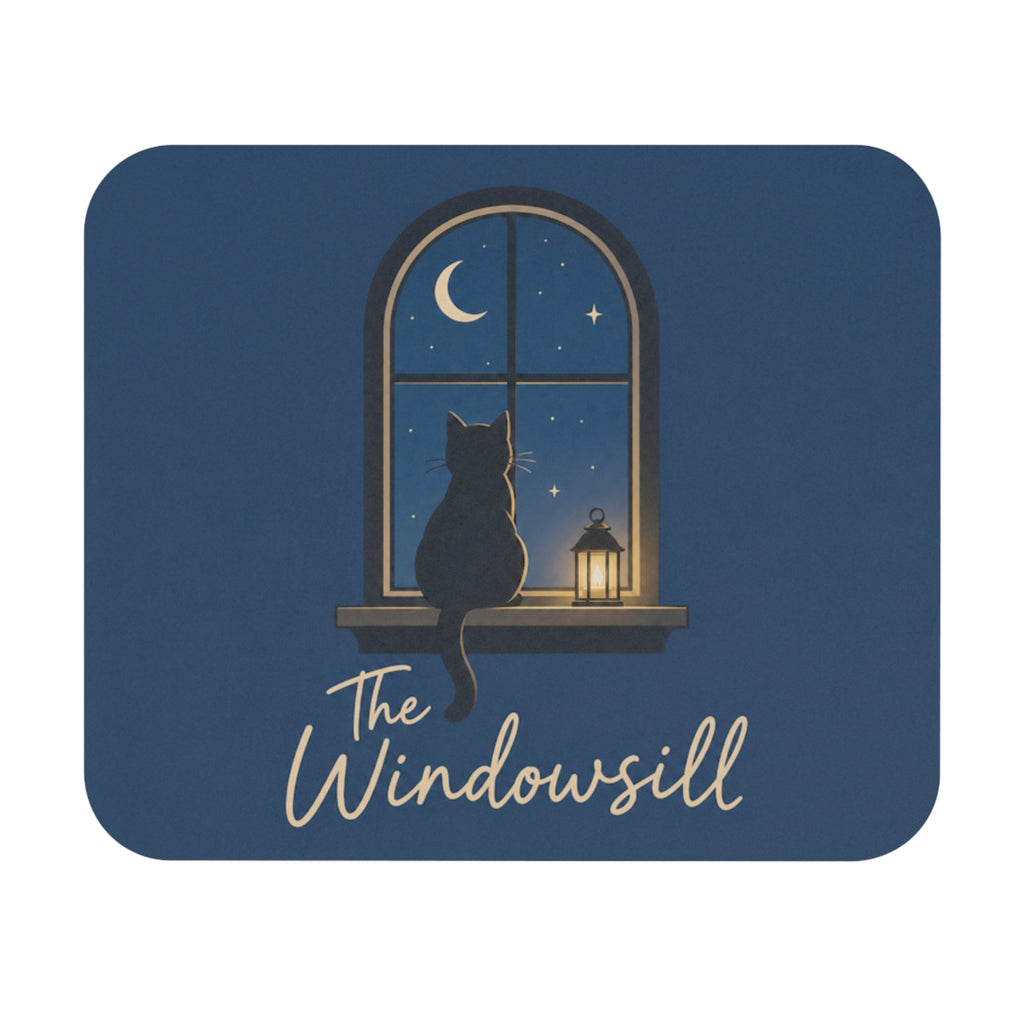 Night Watch from the Sill — Windowsill Cat Mouse Pad, 9x8