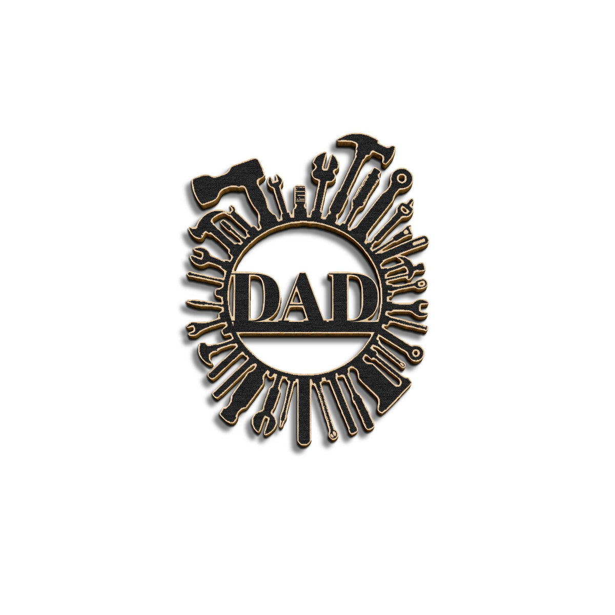 Dad Wooden Ornament — Custom Tool Sunburst Keepsake for Father’s Day, Christmas or New Dad Gift