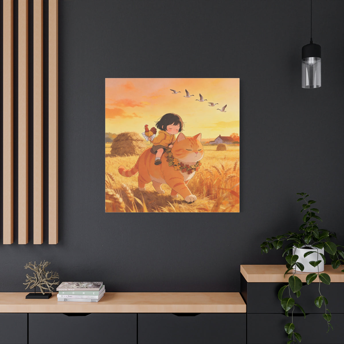 The Fawn and the Field — Thanksgiving Wheat Walk Guardian Canvas, Cat & Fawn