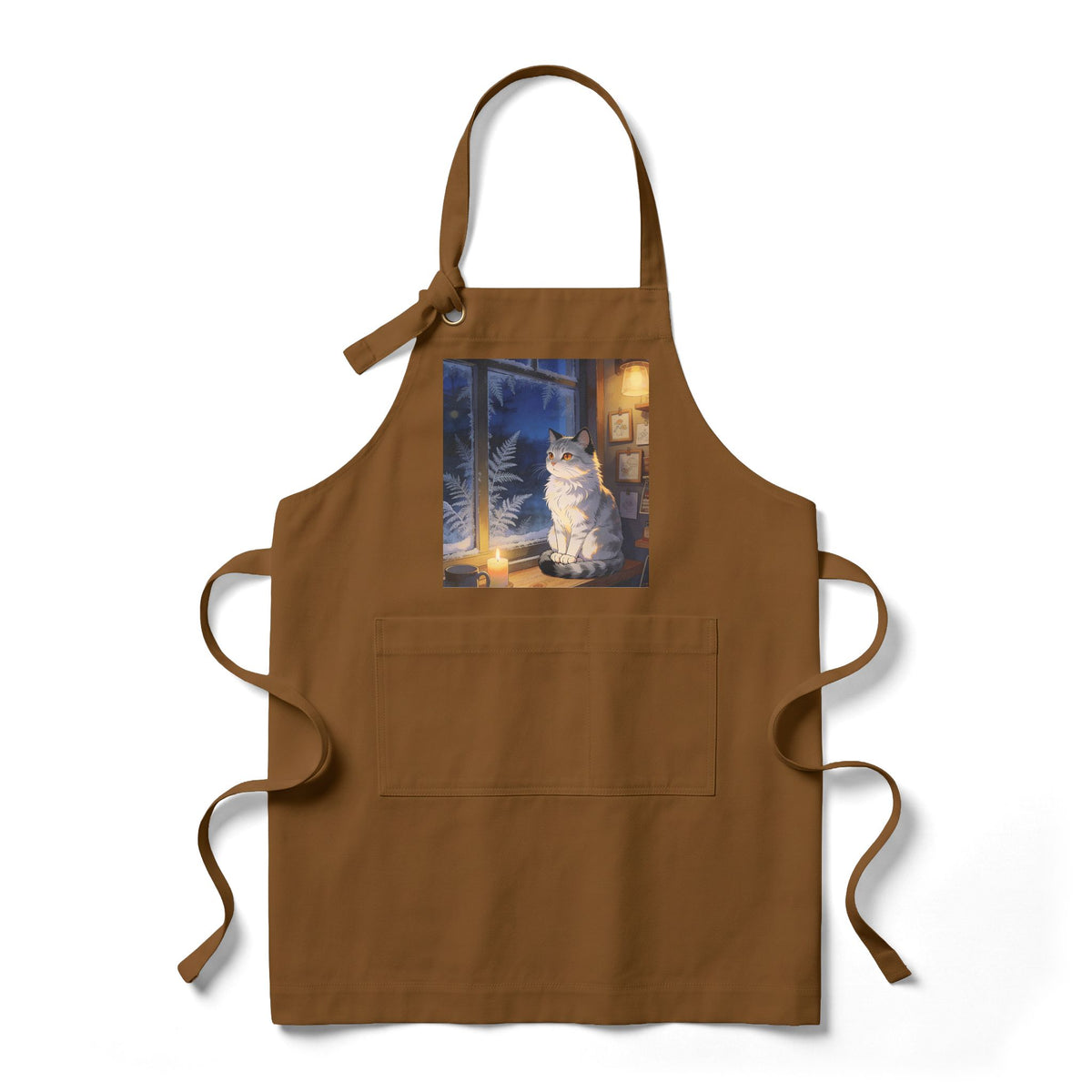 Winter Keeper of the Windowsill - Holiday Cat Kitchen Apron