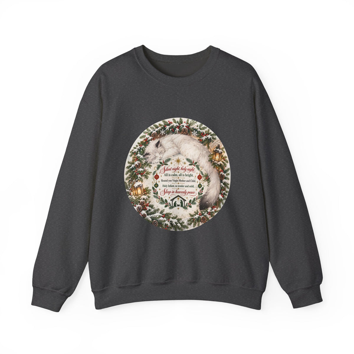 Silent Night Carol — Christmas Cat Crewneck Sweatshirt